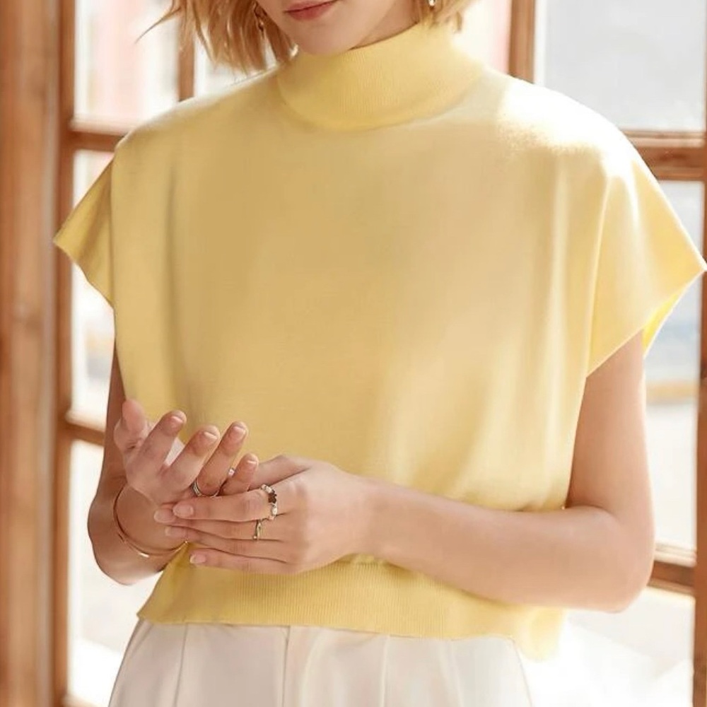 Knit Mix Solid Mock Neck Batwing Sleeve Knit Top